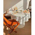 Ins vintage white lace tablecloth photo home stay decoration hollowed out rectangular cloth tea table background cloth European style 