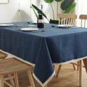 INS Nordic solid color waterproof imitation cotton and linen lace tassel round rectangular tablecloth table cloth tea table cover 