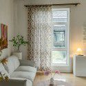 Cross-border North American style curtain finished tassel cotton linen printing balcony window curtain small window perforated coffee half curtain