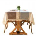 INS Nordic jacquard imitation cotton and linen embroidery tassel lace geometric rectangular tea table table cloth tablecloth wholesale 