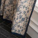 Imanqiyun curtain, finished cotton linen kitchen curtain, American blue rose flower print window, semi-shading