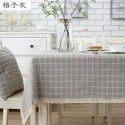 Cotton and linen table cloth, simple lattice, Nordic desk, student dormitory, square lace, cute computer table cloth 