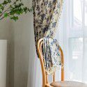 Cross-border North American style curtain finished tassel cotton linen printing balcony window curtain small window perforated coffee half curtain