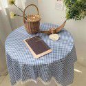 Cotton and linen table cloth, simple lattice, Nordic desk, student dormitory, square lace, cute computer table cloth 