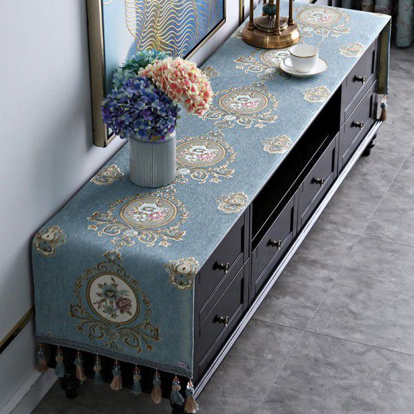 European style TV cabinet cover cloth, table cloth, rectangular tea table, living room, dust-proof cover, table cloth, table mat, shoe cabinet cloth 