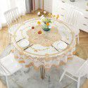 Factory direct sale diameter 210230cm big round tablecloth European style gilded PVC round table cloth water and oil proof tablecloth 