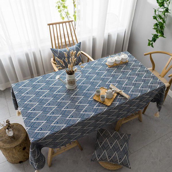 Japanese cotton and linen cloth net red ins tablecloth Nordic geometry Modern luxury literary house Tea table cloth tablecloth 