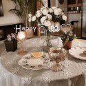 Garden tablecloth French ins style white lace retro luxury round table cloth table cloth balcony tea table cloth 