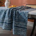 Yimanqi table cloth blue geometric triangle printing blog cotton linen rectangular table cloth tea table cover 