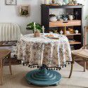 Yimanqiyun tablecloth rose printing tablecloth cotton and linen round cloth small round table INS style 