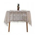 Countryside wind hook knitting cotton thread hollow tassel tablecloth tea table round table piano cloth tablecloth cross-border source 