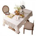 French retro white tablecloth American ins small fresh rectangular table cloth art household living room tea table cloth 