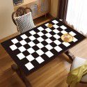 Vintage chessboard leather table mat waterproof oil proof table mat wash free hot resistant table cloth tea table desk desk mat 