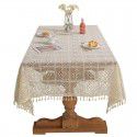 American style pastoral crochet table cloth woven hollowed out table cloth tassel cover table cloth beige hollowed out cloth table mat 