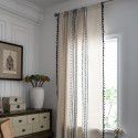 Cloth father curtain American Bohemian cotton and hemp printed geometric perforated shading bedroom window kitchen finished curtain