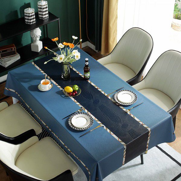 Tablecloth waterproof, oil proof and wash free cloth art desk Nordic rectangular table cloth PVC tea table mat table cloth 