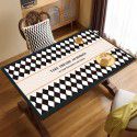 Vintage chessboard leather table mat waterproof oil proof table mat wash free hot resistant table cloth tea table desk desk mat 