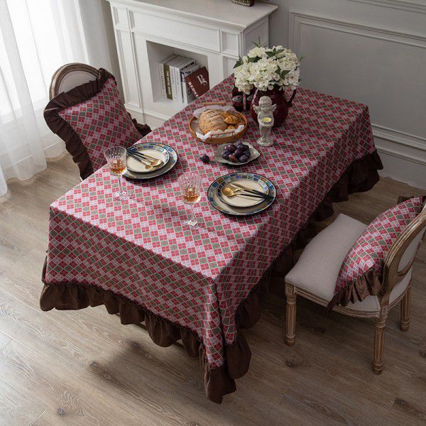 Luxury retro fashion ruffle household table cloth cotton palace creative western restaurant table cloth Christmas table cloth