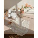 Ins vintage white lace tablecloth photo home stay decoration hollowed out rectangular cloth tea table background cloth European style 