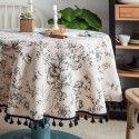 Yimanqiyun tablecloth rose printing tablecloth cotton and linen round cloth small round table INS style 