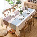 INS Nordic jacquard imitation cotton and linen embroidery tassel lace geometric rectangular tea table table cloth tablecloth wholesale 