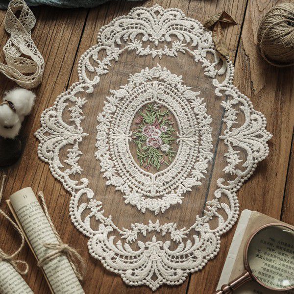 Round handmade crochet crochet tablecloth cloth hollowed out household living room tea table cloth dust-proof cover cloth retro decoration 