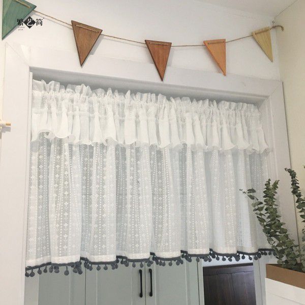 Finished American kitchen, no punching, short curtain, small curtain, screen curtain, half cabinet, half curtain, curtain head decoration 