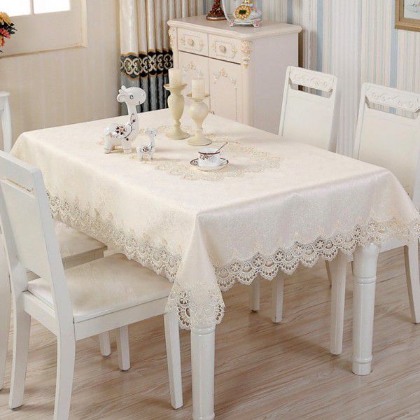 Cotton and linen European luxury lace oil proof table cloth table flag tablecloth suit satin jacquard fabric lace tablecloth