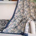 Imanqiyun curtain, finished cotton linen kitchen curtain, American blue rose flower print window, semi-shading