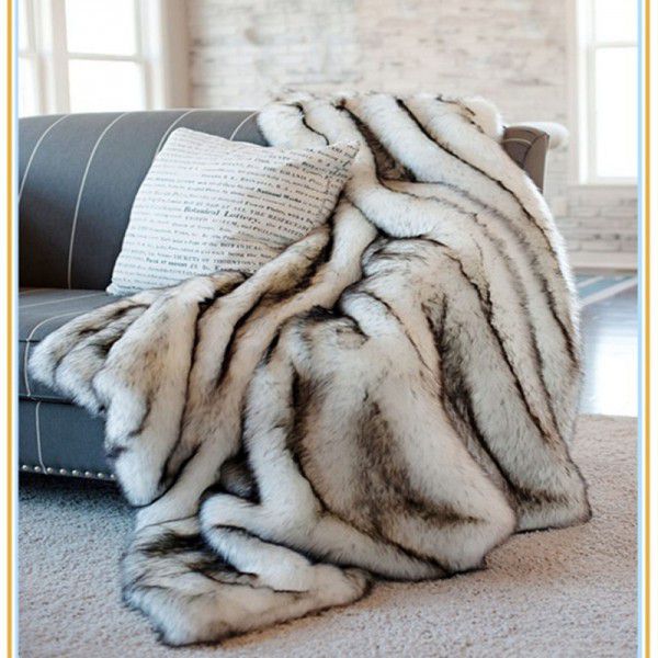 European Fox like Blanket Model Room Soft Fur Blanket PV Blanket Bed End Blanket 