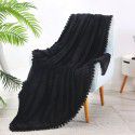 Solid color flannel ball blanket wholesale solid color tassel blanket office wool ball gift blanket blanket 