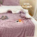 New blanket in autumn and winter of 2022 New taff wool blanket Pure plain color jacquard double layer lamb wool blanket 