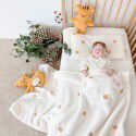 Ins Wind South Korean Baby Kids Cover Blanket in Spring, Autumn and Winter, Go Out and Embroider Baby Bears and Rabbits Embroidery Blanket, Sleeping Blanket 