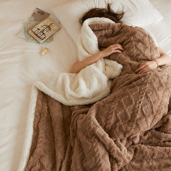 New Tafu plush blanket jacquard double-sided blanket soft and comfortable nap blanket thickened warm casual blanket 