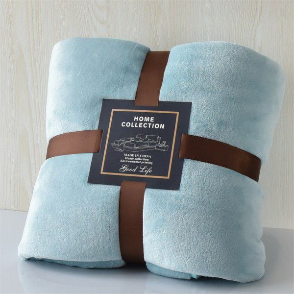 Foreign trade small blanket coral blanket four seasons nap travel blanket solid flannel thickened yoga gifts wholesale 