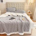 New blanket in autumn and winter of 2022 New taff wool blanket Pure plain color jacquard double layer lamb wool blanket 