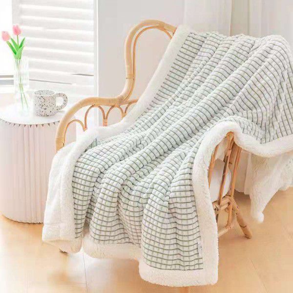 Double layer cut cashmere blanket Wholesale milk wool warm quilt cover coral wool thickened blanket Farai wool blanket 