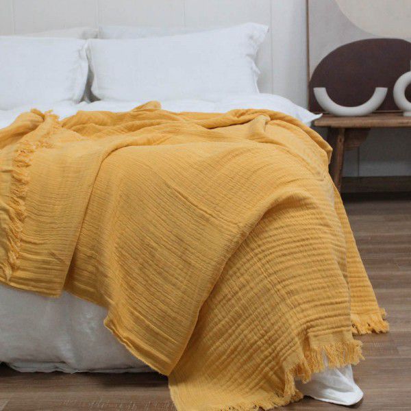 Nordic solid color three-layer cotton blanket sofa blanket thin cotton air conditioning blanket ins afternoon leisure blanket shawl manufacturer wholesale 