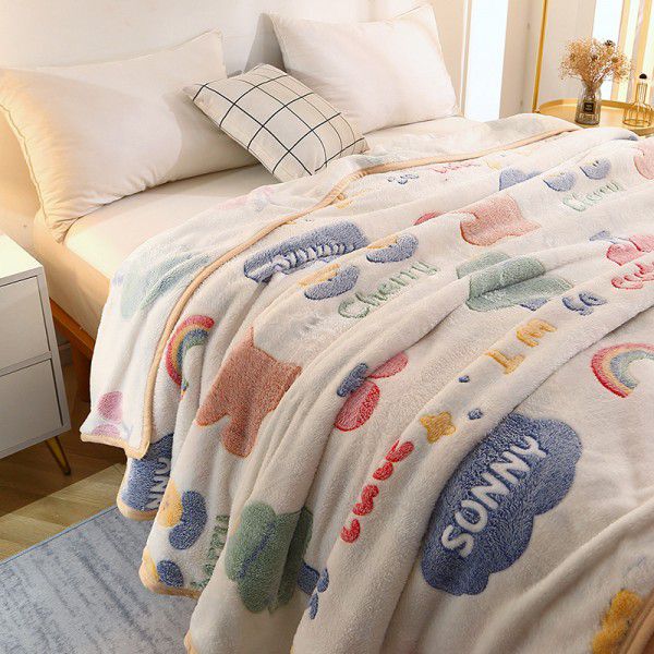 Ins Rainbow Bear~Korean Snow Flower Blanket Office Nap Leisure Sofa Blanket Air Conditioner Blanket in Summer 