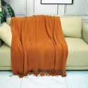 Pure color knitting blanket Home stay bed end decorative blanket blanket bed napkin ins nap air conditioning blanket blanket sofa blanket 