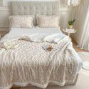 Cross border cashmere blanket thickened double layer jacquard taff blanket siesta blanket flannel blanket 