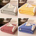 New plush blanket Double layer warm air conditioner nap blanket Multi functional blanket Solid color simple high-grade knitted blanket