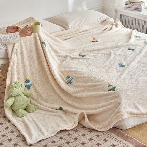 Milk velvet teddy quilt cover blanket blanket small blanket sofa blanket thickened autumn and winter sofa blanket nap blanket 