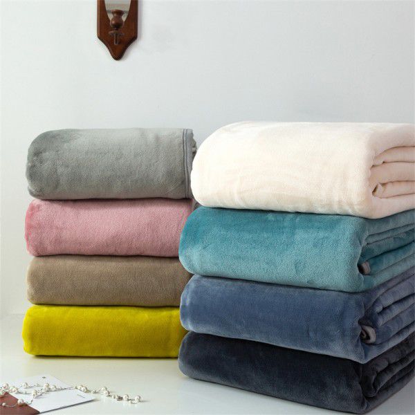 Ins solid flannel blanket wholesale 2022 autumn and winter thickened thermal coral blanket office nap blanket 