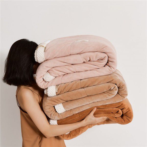 Three layer space capsule milk velvet soybean fiber blanket thickened coral velvet office sofa nap blanket in winter 