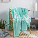 Cross border direct supply tassel ball blanket sofa dormitory blanket gift air conditioning blanket flange color solid wholesale 