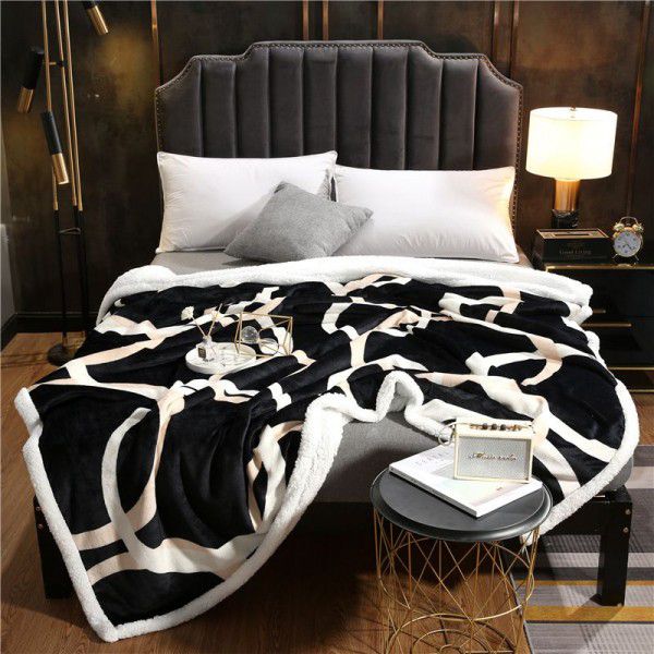 Cross border exclusive leopard print series new winter thickened double layer lamb blanket single double sofa flannel blanket 