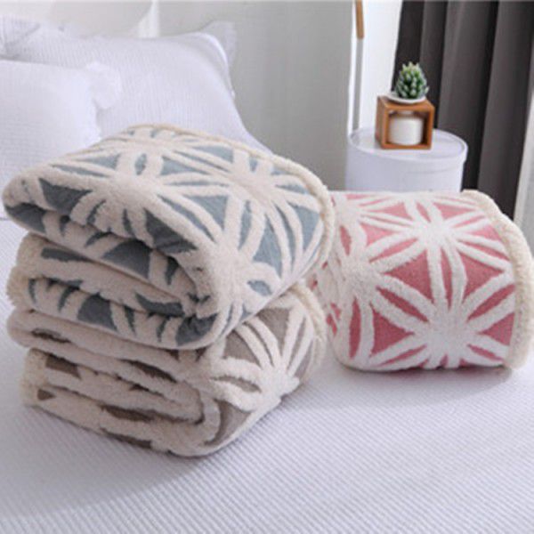 Foreign trade export thickened double-layer comfortable cotton wool jacquard blanket thickened cashmere double-layer blanket in winter office blanket 