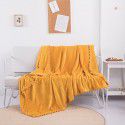 Cross border direct supply tassel ball blanket sofa dormitory blanket gift air conditioning blanket flange color solid wholesale 