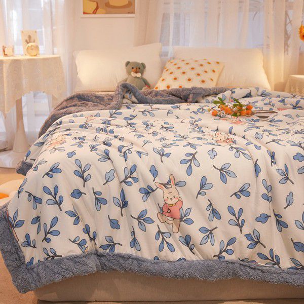 Winter jacquard plush thickened blanket Children's blanket Office nap blanket Dormitory double knitted cotton quilt Autumn 